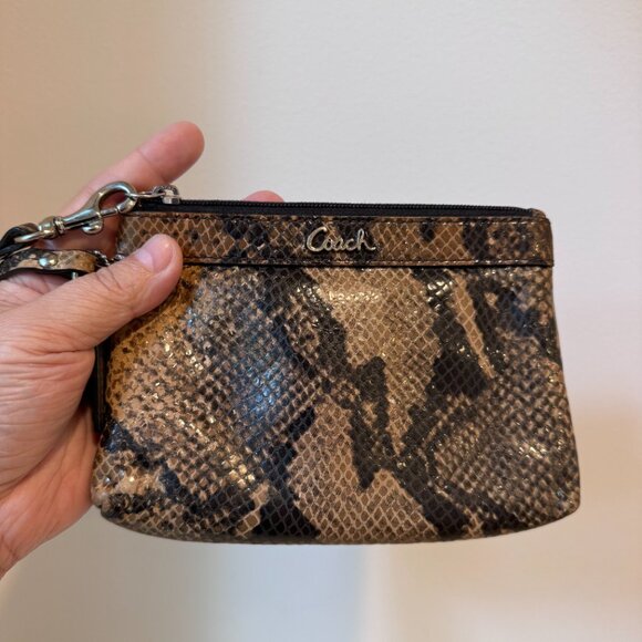 Coach Snakeskin Pattern Patent Leather Wristlet – Gently Used - Picture 1 of 10